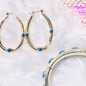 💙💙BLUE & GOLD MATCHING EARRINGS & BRACELET💙💙